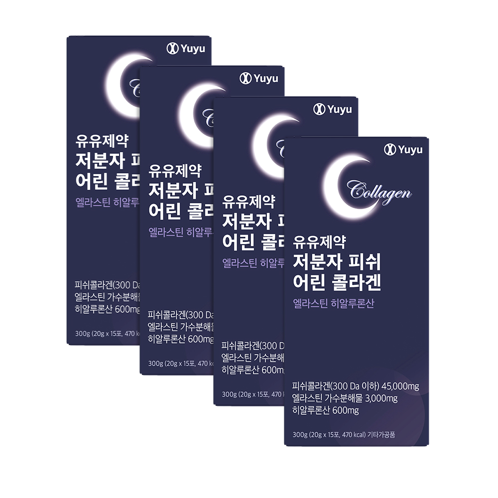 유유제약 저분자 피쉬 어린 FEH 콜라겐 엘라스틴 히알루론산 15포, 4개