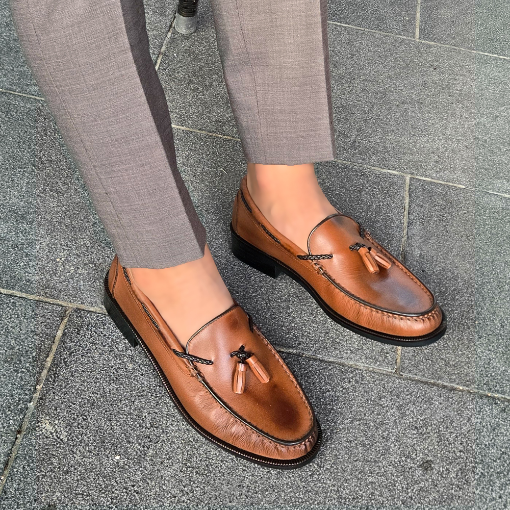 맞춤수제화 태슬로퍼 천연소가죽 20대남자구두 240 290mm