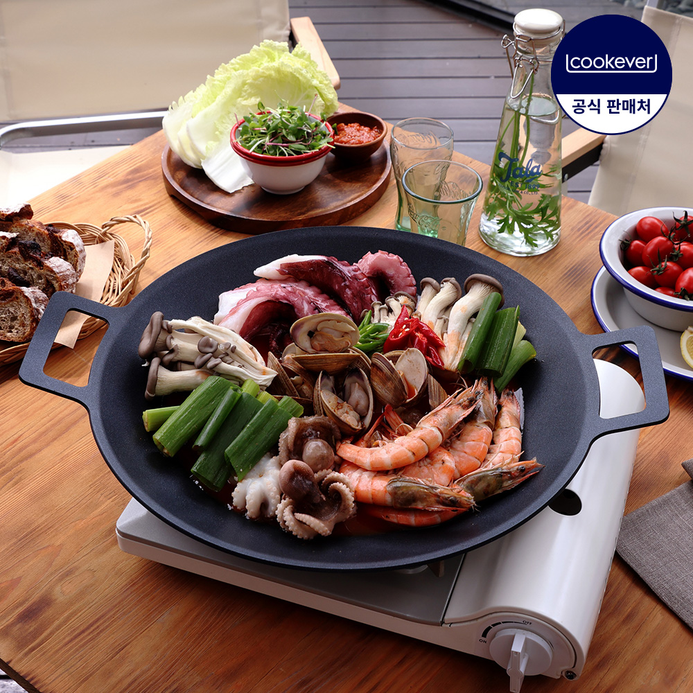 쿡에버 IH 통3중 그리들 30cm~ / 스텐 불판 캠핑 그릴팬