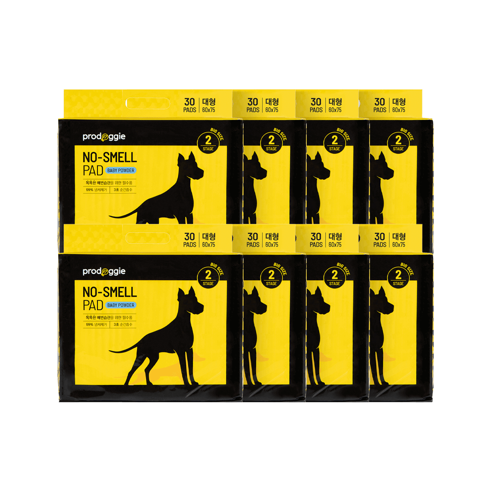 강아지배변패드 프로도기 노스멜패드 베이비파우더향 대형, 30매입, 8개