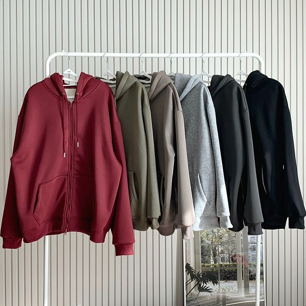 루미 후드집업 후드티 맨투맨 기모 무지 커플 오버핏 빅사이즈 겨울 여자 남자 교복 아우터