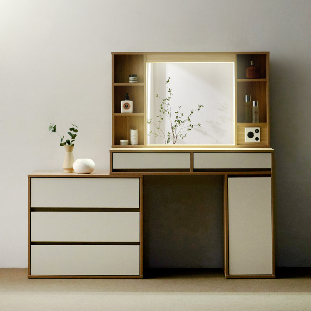 [희망일설치] 파로마 이즈 아멜리 LED 확장형 수납 화장대