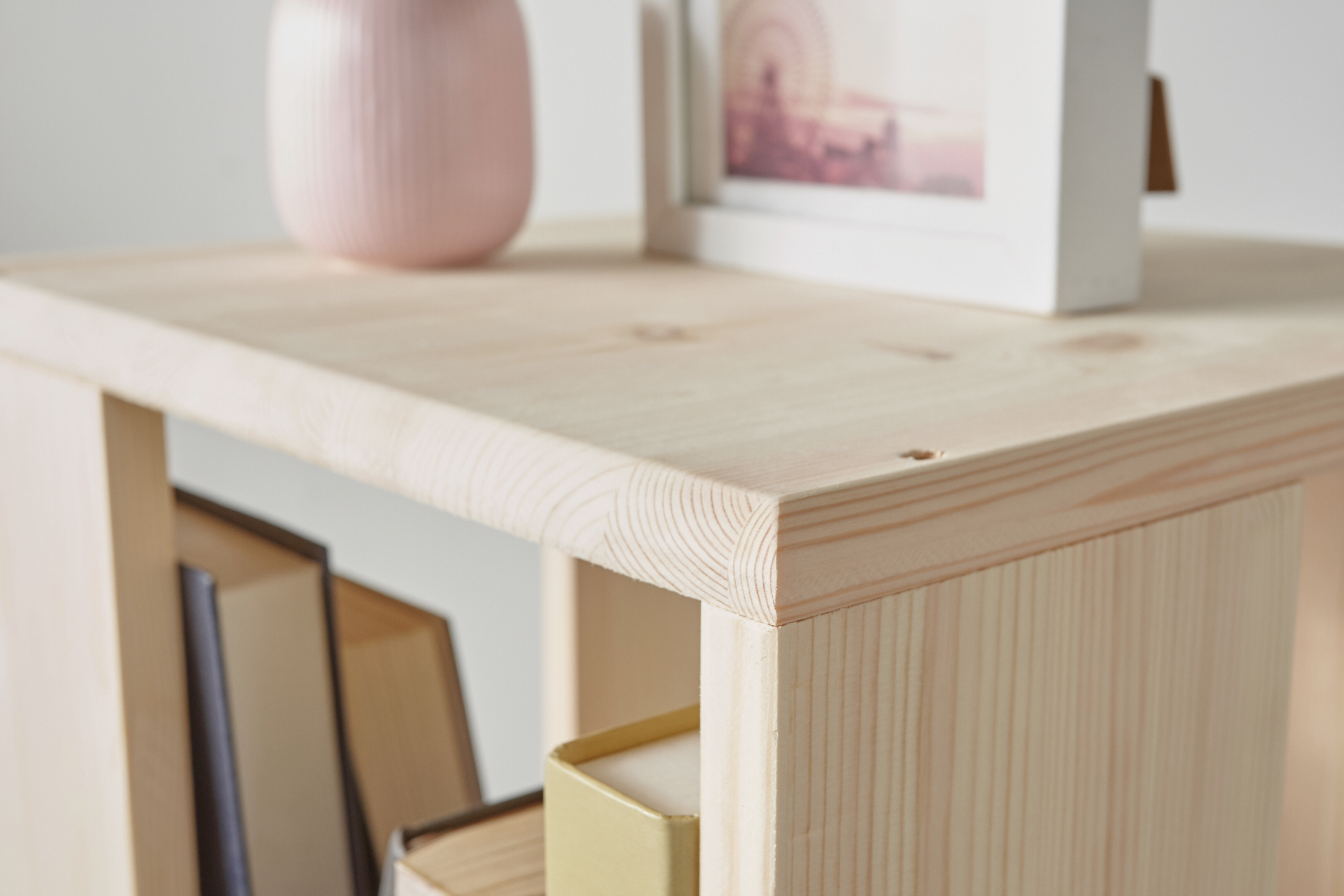 회전책꽂이 회전형책장 회전식 원형 만화책 400x400x1640mm, 5단, 레드파인원목