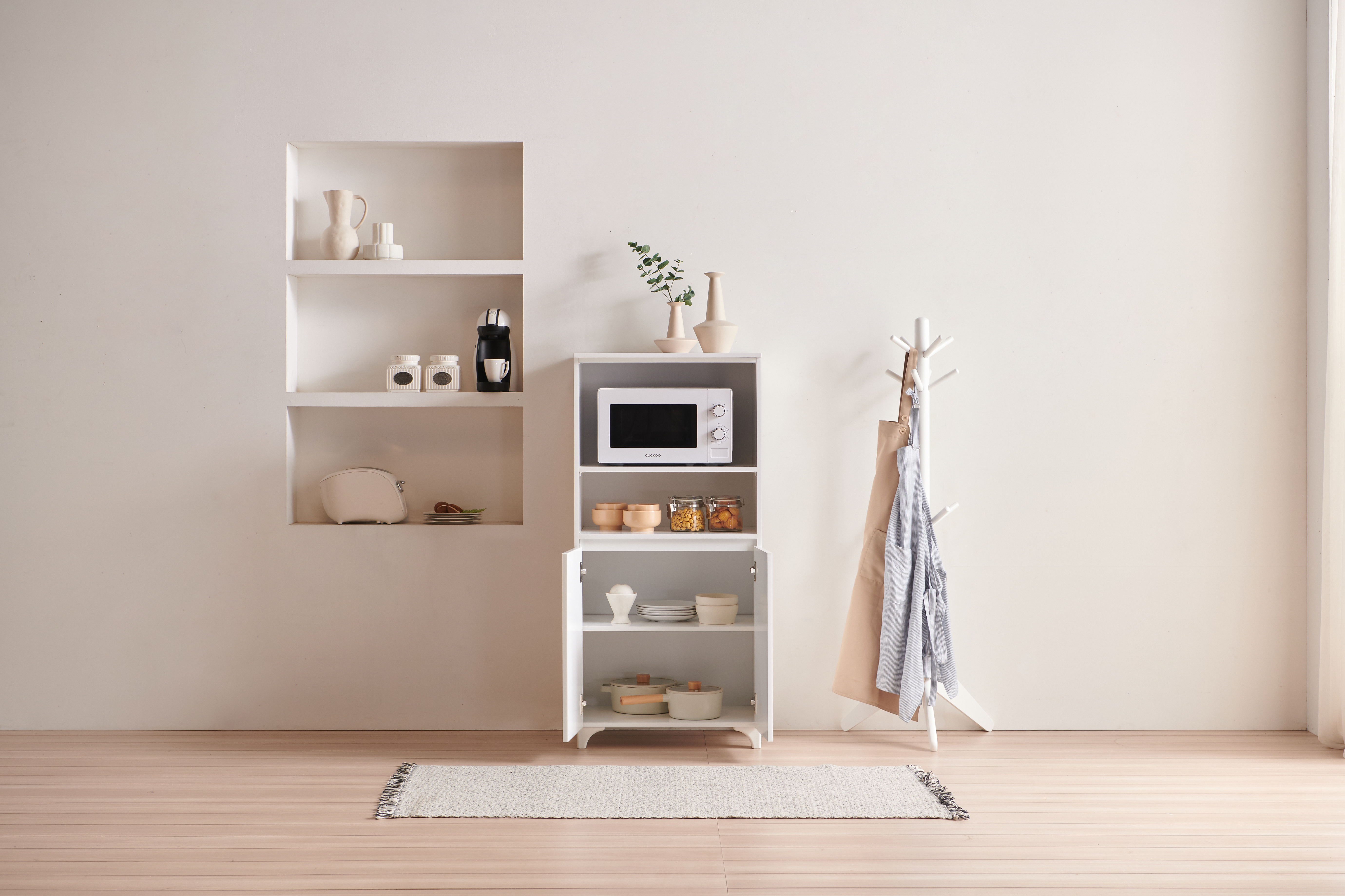 인티 밥솥레일 전기밥솥선반 미니전자렌지대 밥통다이 수납장