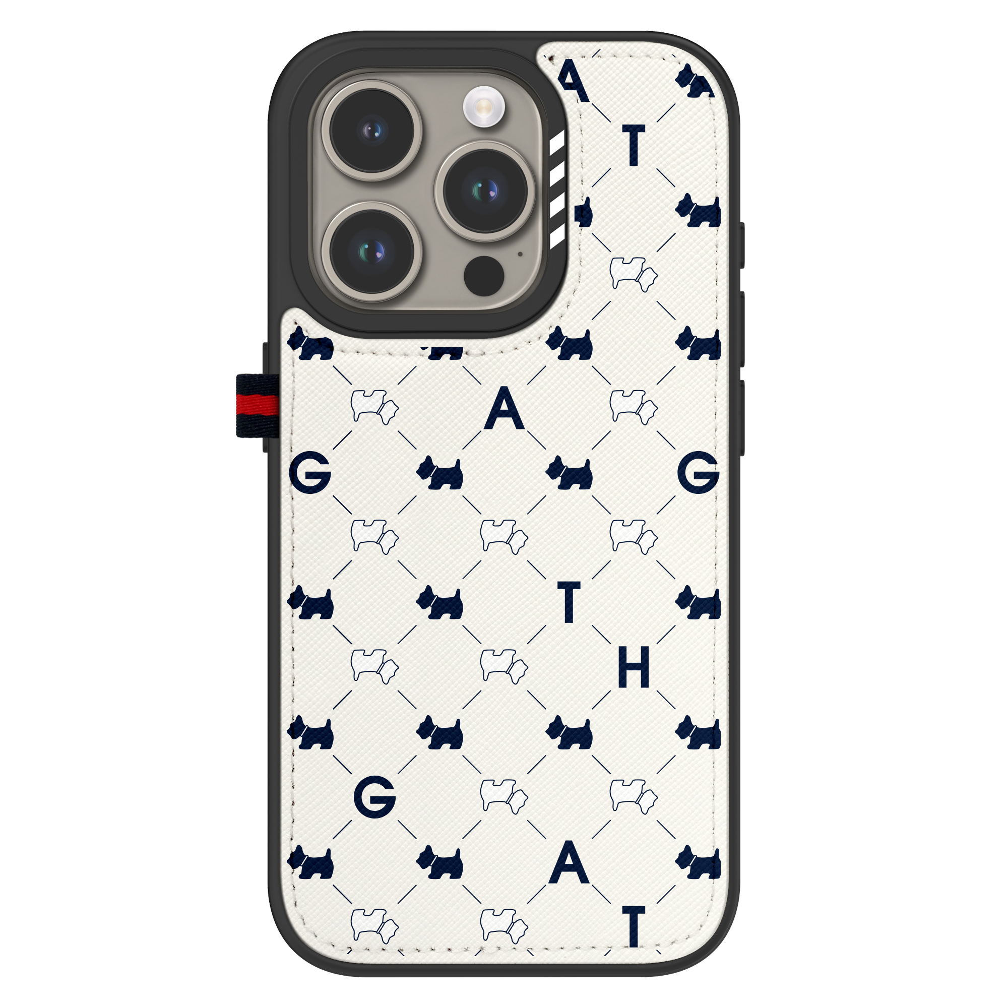 아이폰 15 프로 맥스 시크릿 가죽 카드 수납 아가타 디자인 휴대폰 케이스 스코티 그리드 레드 - 상세 이미지 3