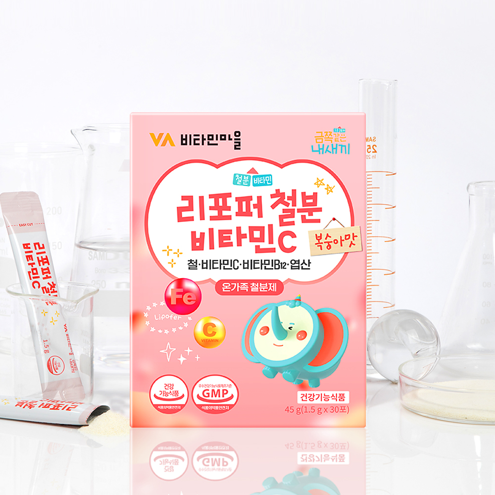 [2개월분] 비타민마을 금쪽같은내새끼 리포퍼 철분 비타민C 복숭아맛 온가족 어린이 임산부 철분제 30포, 2개 이미지 4