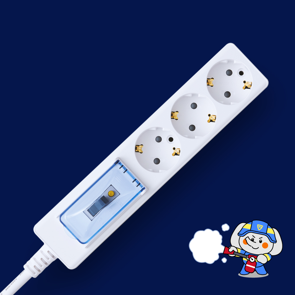 국산 자동소화 멀티탭 컴퓨터 고용량 멀티탭 에어컨콘센트 냉장고 에어컨 3구 1.5m 3m