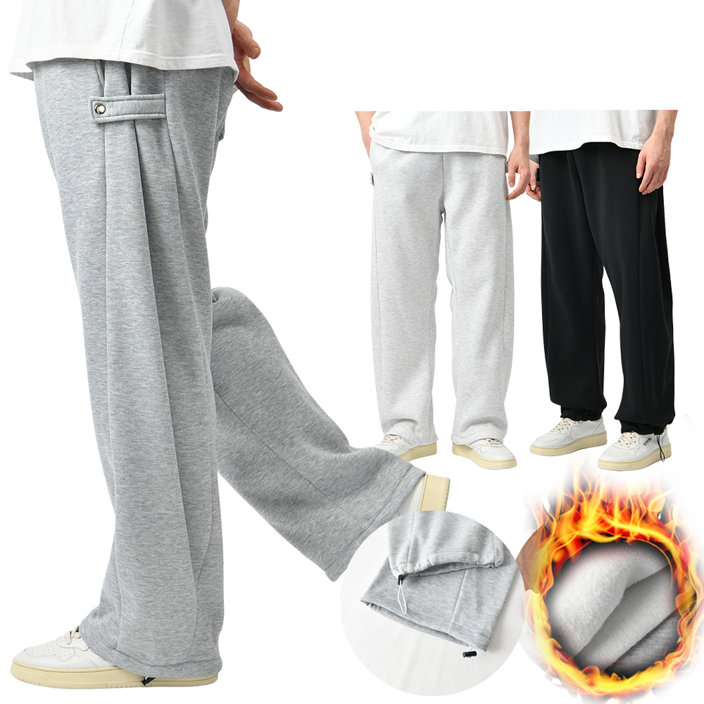 남자 기모 조거 팬츠 와이드 2way 스판 밴딩 트레이닝 바지 - 상품 이미지