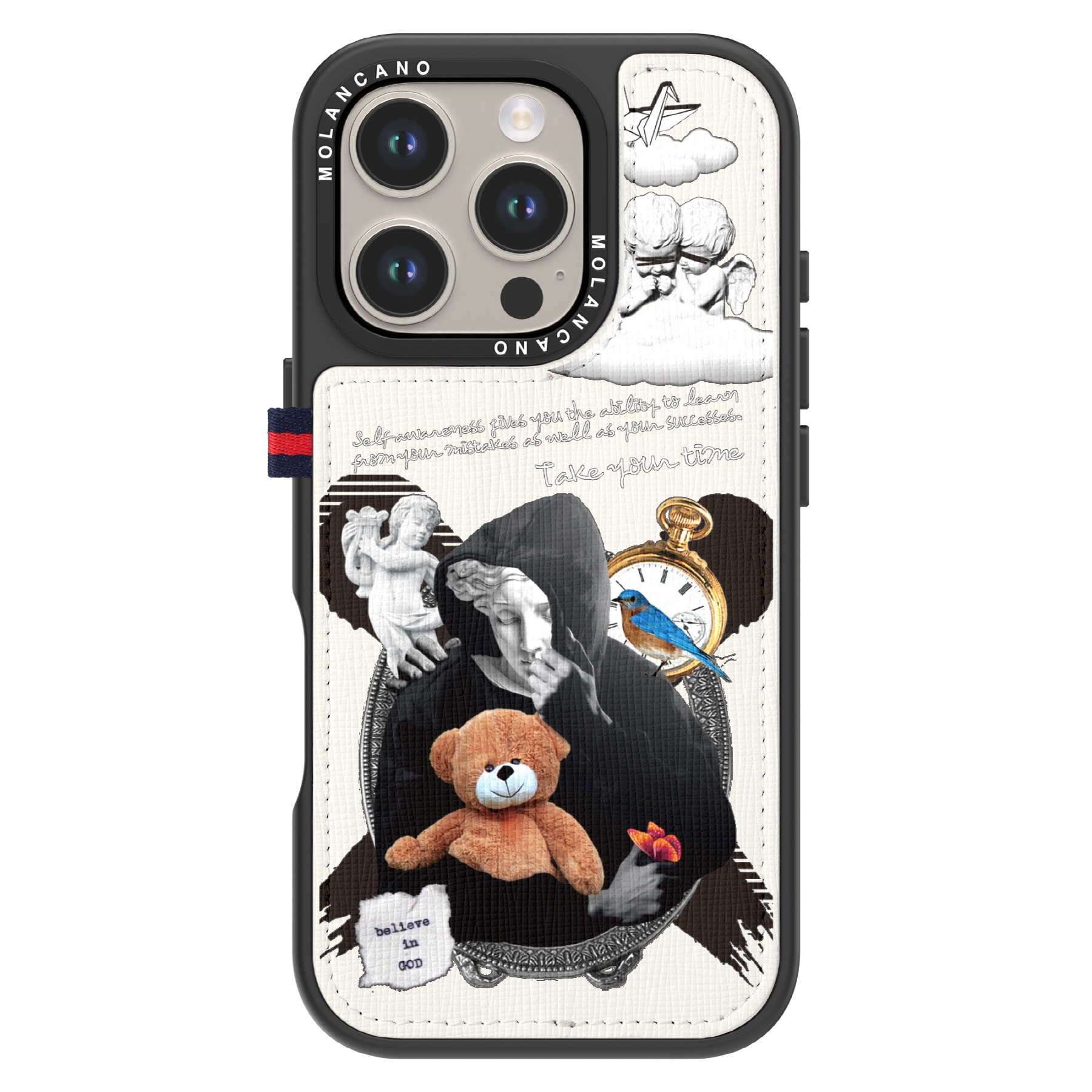 아이폰 15 프로 맥스 시크릿 가죽 카드 수납 콜라주 디자인 휴대폰 케이스 모나리자 - 상세 이미지 4