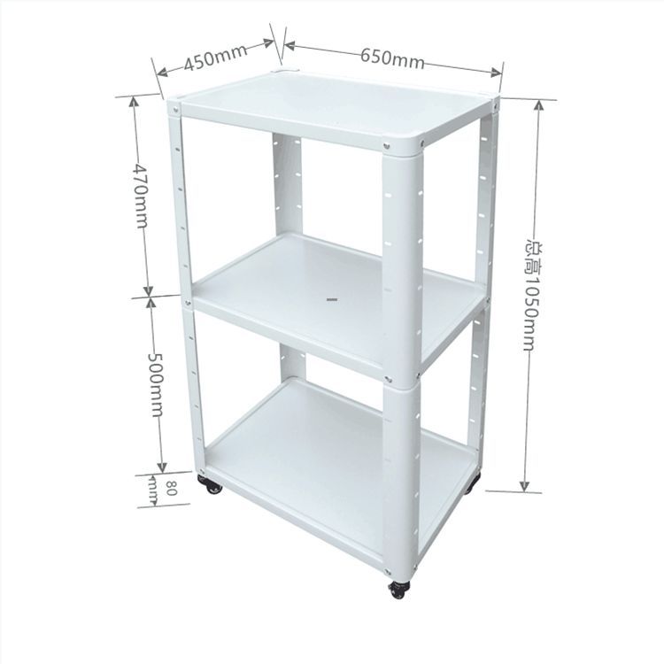 3단 컴퓨터 카트 의료 장비 모니터 선반 트롤리 이동식 거치대 블랙 3단 650x450x1050mm - 상세 이미지 3