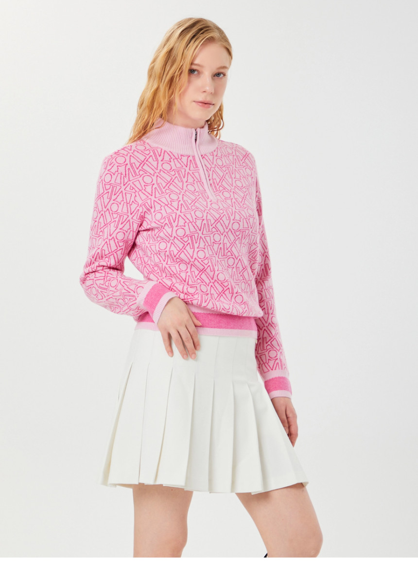 볼빅 어패럴 골프웨어 여성 하이넥 라인 반집업 방풍 스웨터 니트 VLKTOA03 - 상세 이미지 2