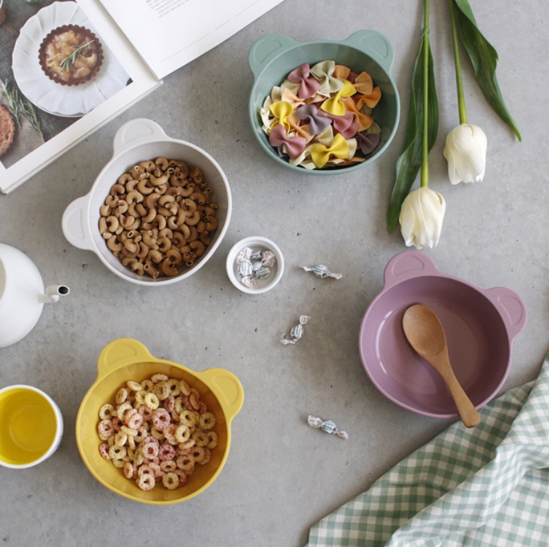 파스텔 실리콘 간식 그릇 식기 유아 아기 이유식 식기 통 - 대 4color