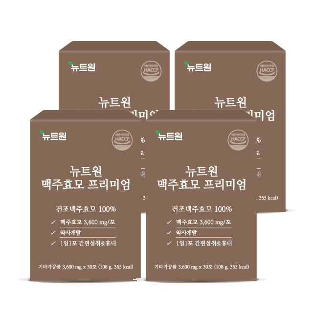 뉴트원 맥주효모 프리미엄 식물성단백질 아미노산 비오틴 베타글루칸 환 30포, 4개