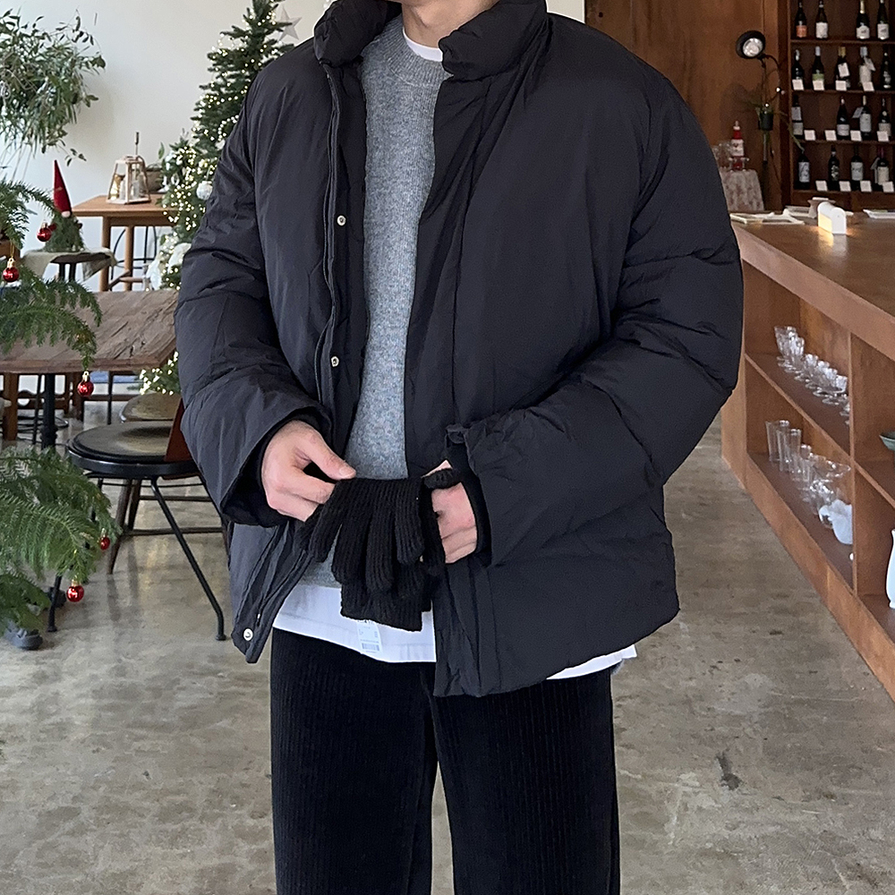 남자숏패딩 오버핏 웰론 하이넥 겨울 점퍼 남자 패딩