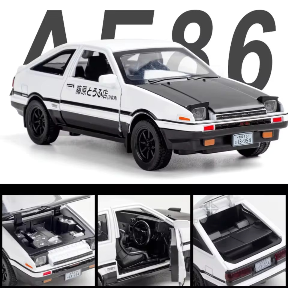 이니셜 d 디 도요타 ae86 학교 등산 운동 나들이 가방 백팩 배낭 굿즈 1/32 D AE86 합금 자동차 모델 장난감 금속 다이캐스트 절묘한 솜씨 풀백... 