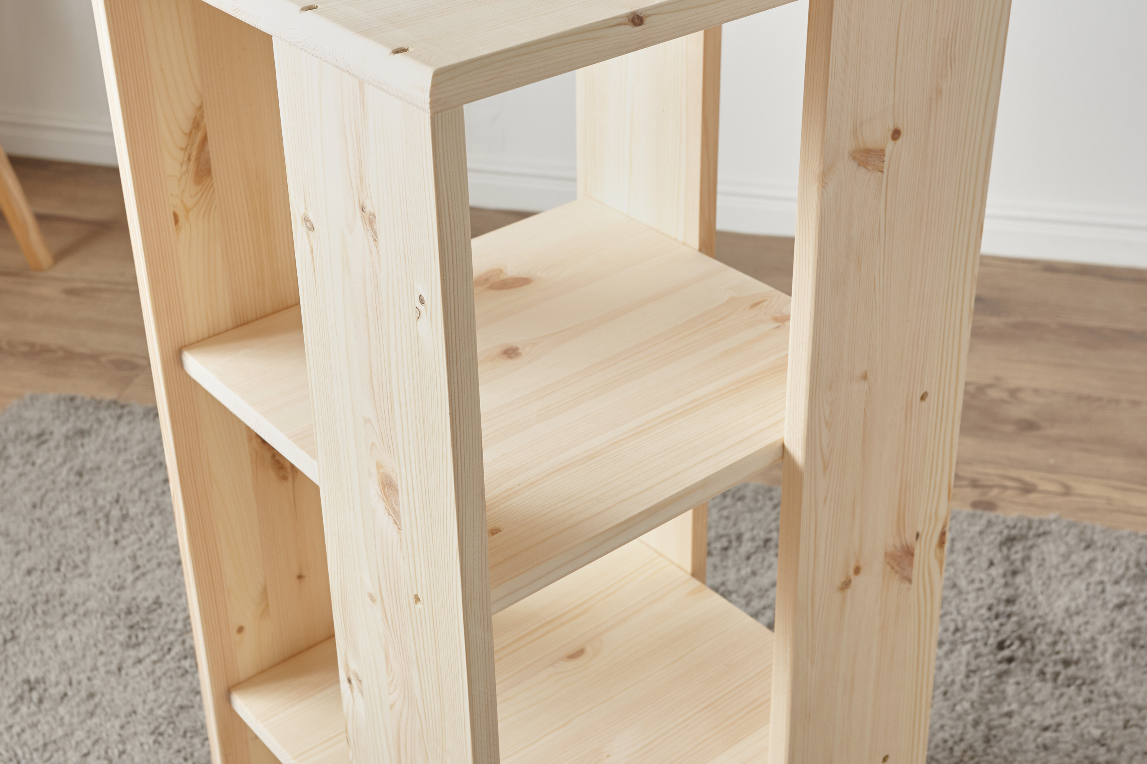 회전책꽂이 회전형책장 회전식 원형 만화책 400x400x1640mm, 5단, 레드파인원목