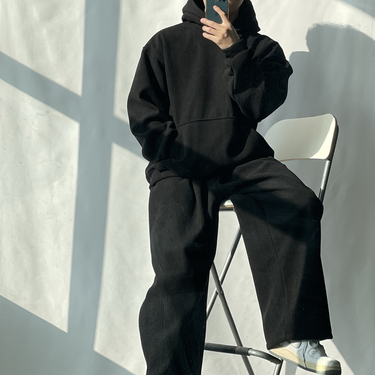 코듀로이 후드티 겨울 기모 후드 커플 오버핏 루즈핏 - 상세 이미지 3