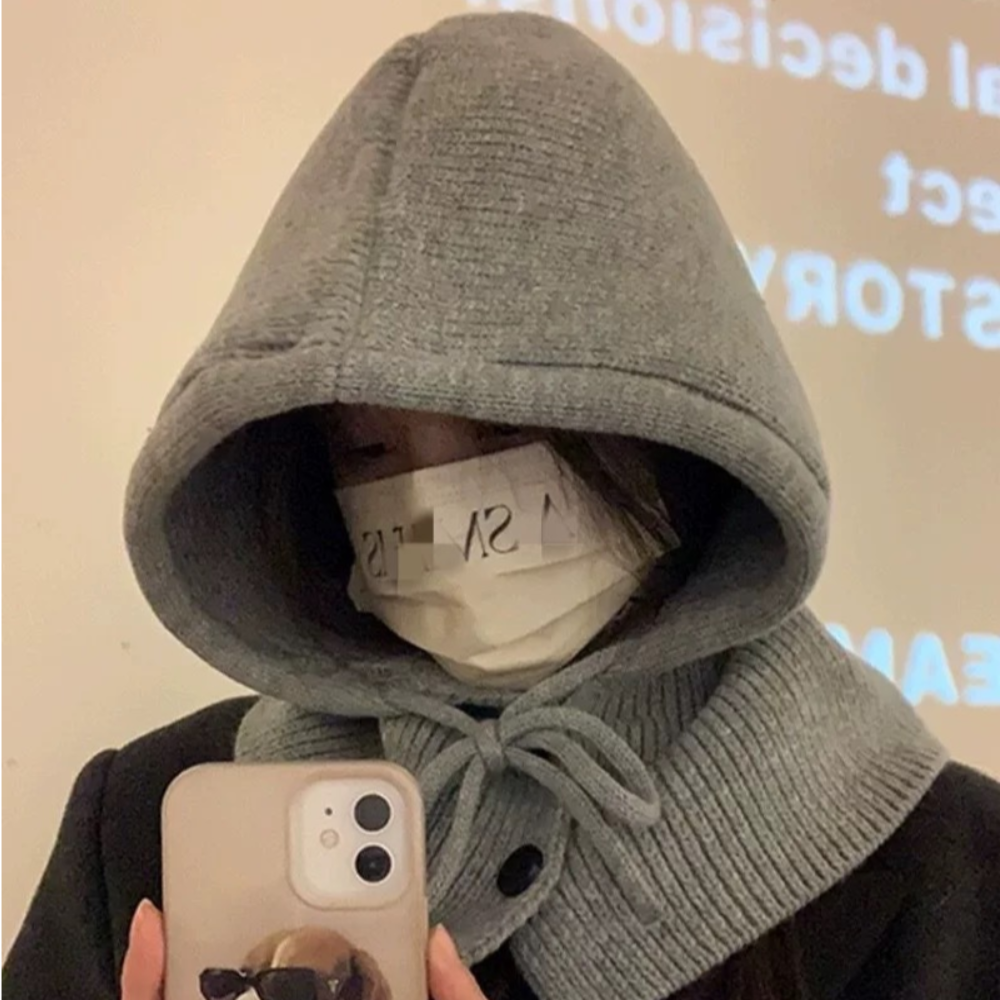니트 바라클라바 버튼 여성 겨울 바라클라바 스키 후드 넥워머 방한 발라클라바 목토시 - 상세 이미지 3