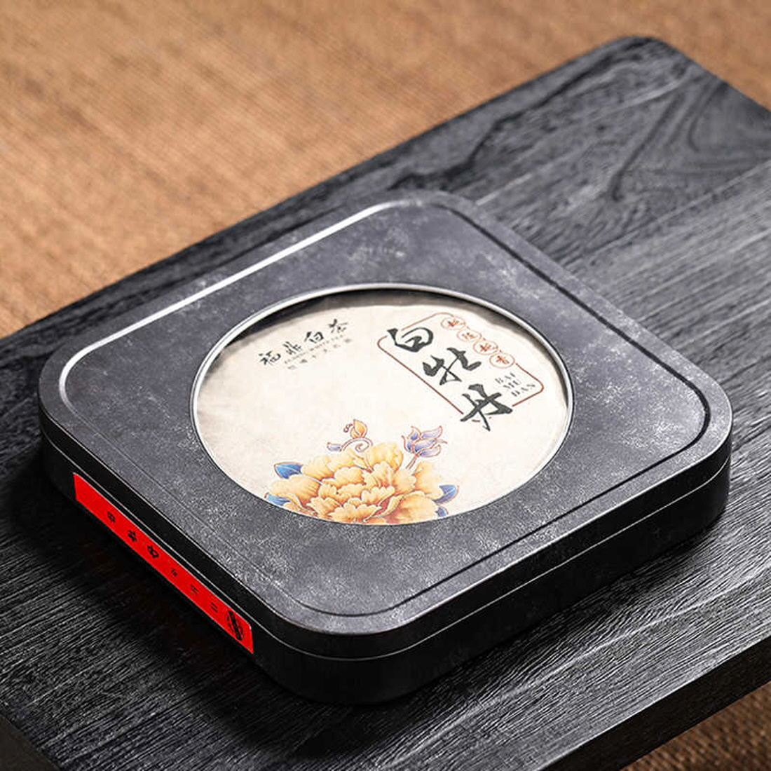 더큰솔 빈티지 양철 병차 보관함 보이차 백차 잎차 틴케이스 철재 차통 시창형 - 상세 이미지 2
