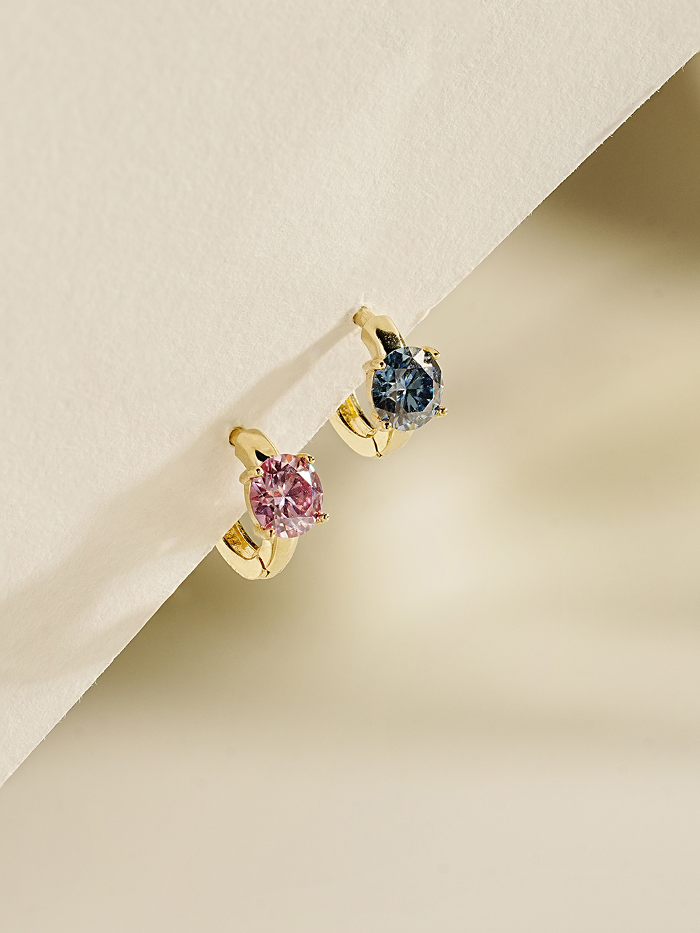14K 18K 모이사나이트 다이아 컬러 미니 원터치 링 귀걸이 3부