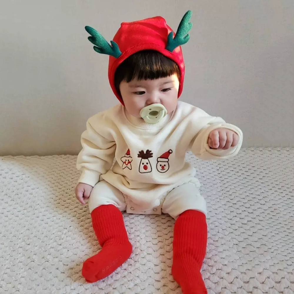 루돌프아기모자 아기 산타옷 신생아 크리스마스 옷 아기롬퍼 6개월 돌 50일 백일 바디수트 선물 유아 - 상세 이미지 4