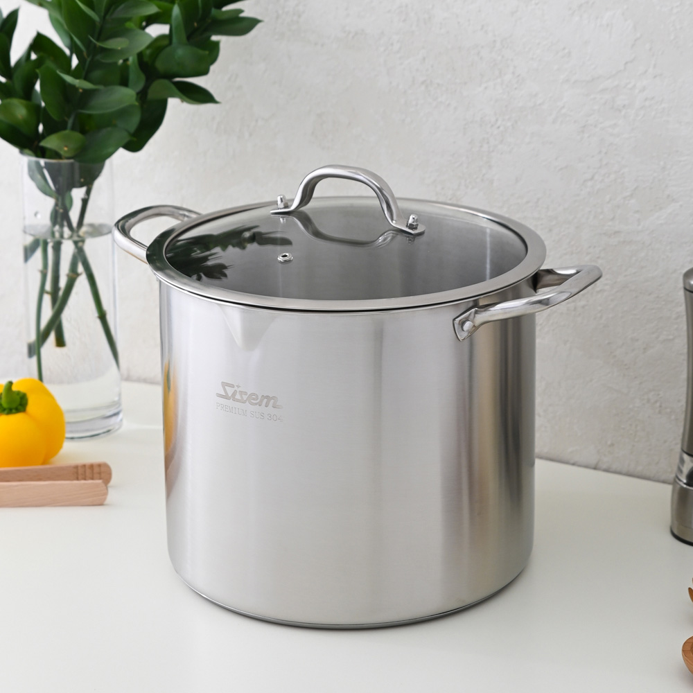 시샘 프리미엄 304 스텐 인덕션 대용량 깊은 곰솥 들통 사골 삼계탕 냄비 24cm 9L