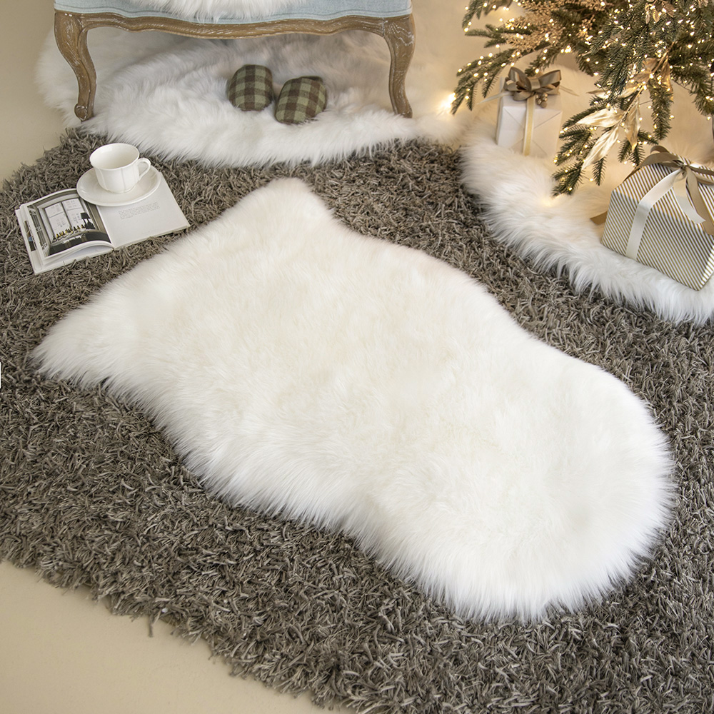 코지 양모 양털 인조 인테리어 러그 거실 매트 카페트 소파 패드 덮개 화이트, 비정형A/60x90cm