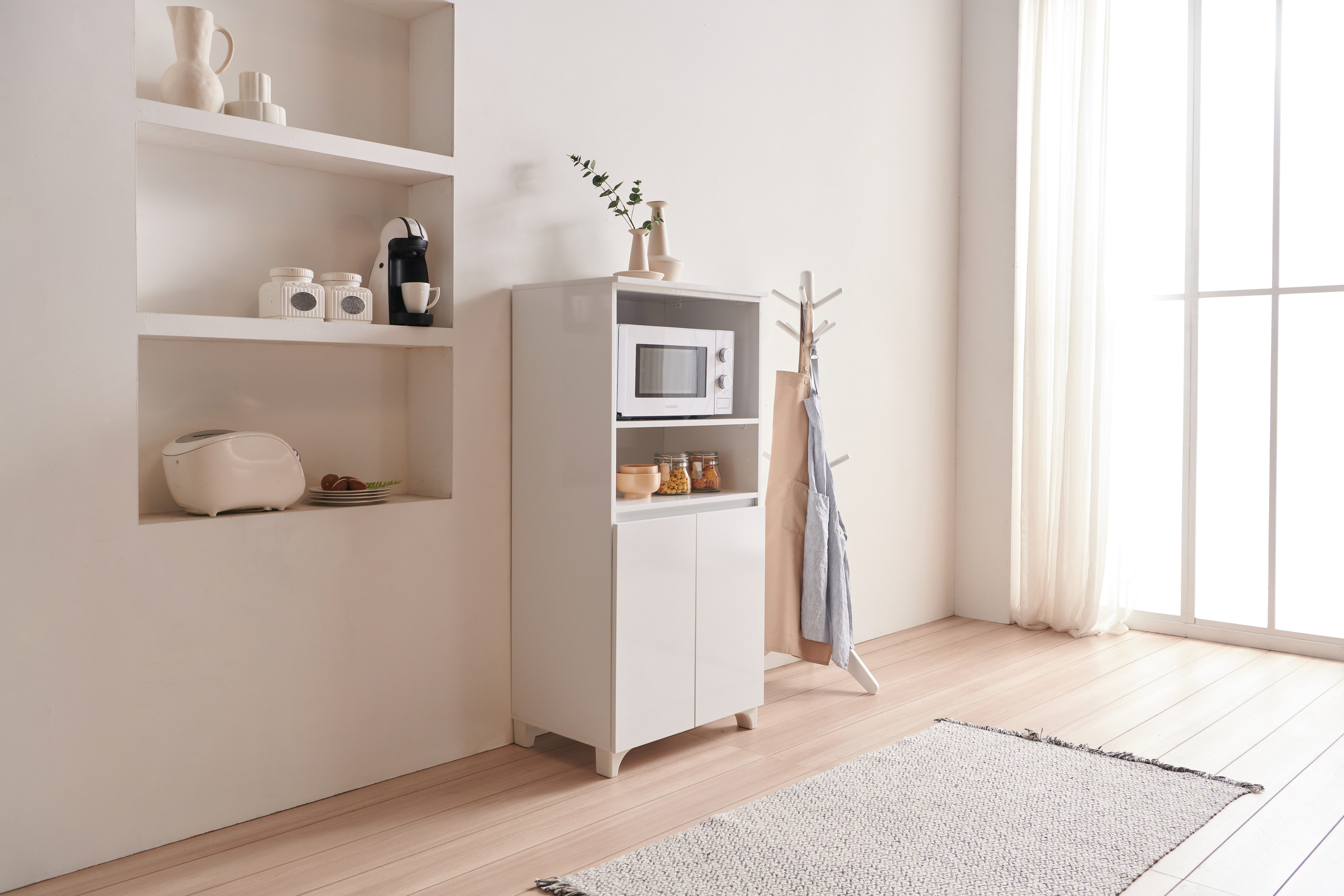 인티 밥솥레일 전기밥솥선반 미니전자렌지대 밥통다이 수납장