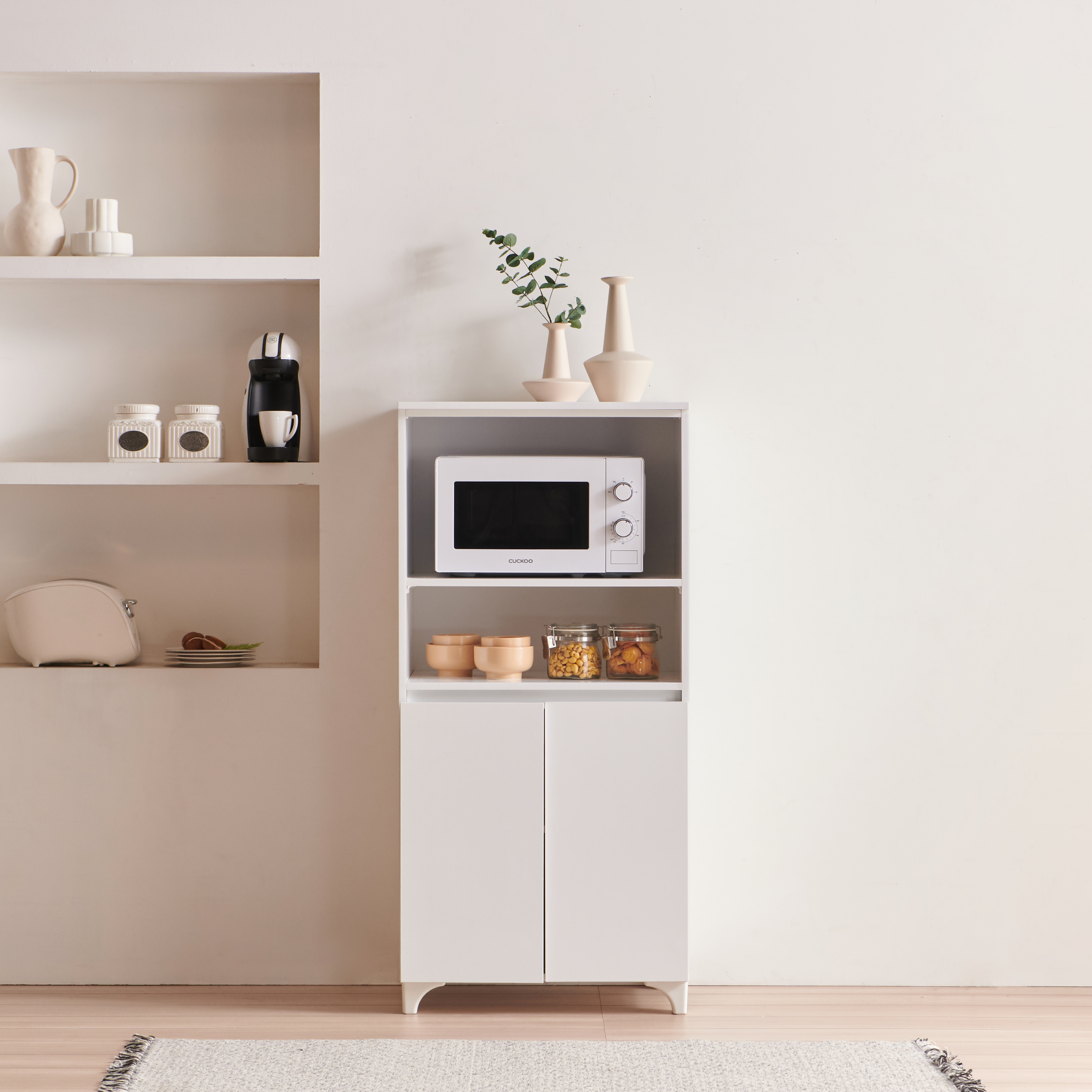 인티 밥솥레일 전기밥솥선반 미니전자렌지대 밥통다이 수납장