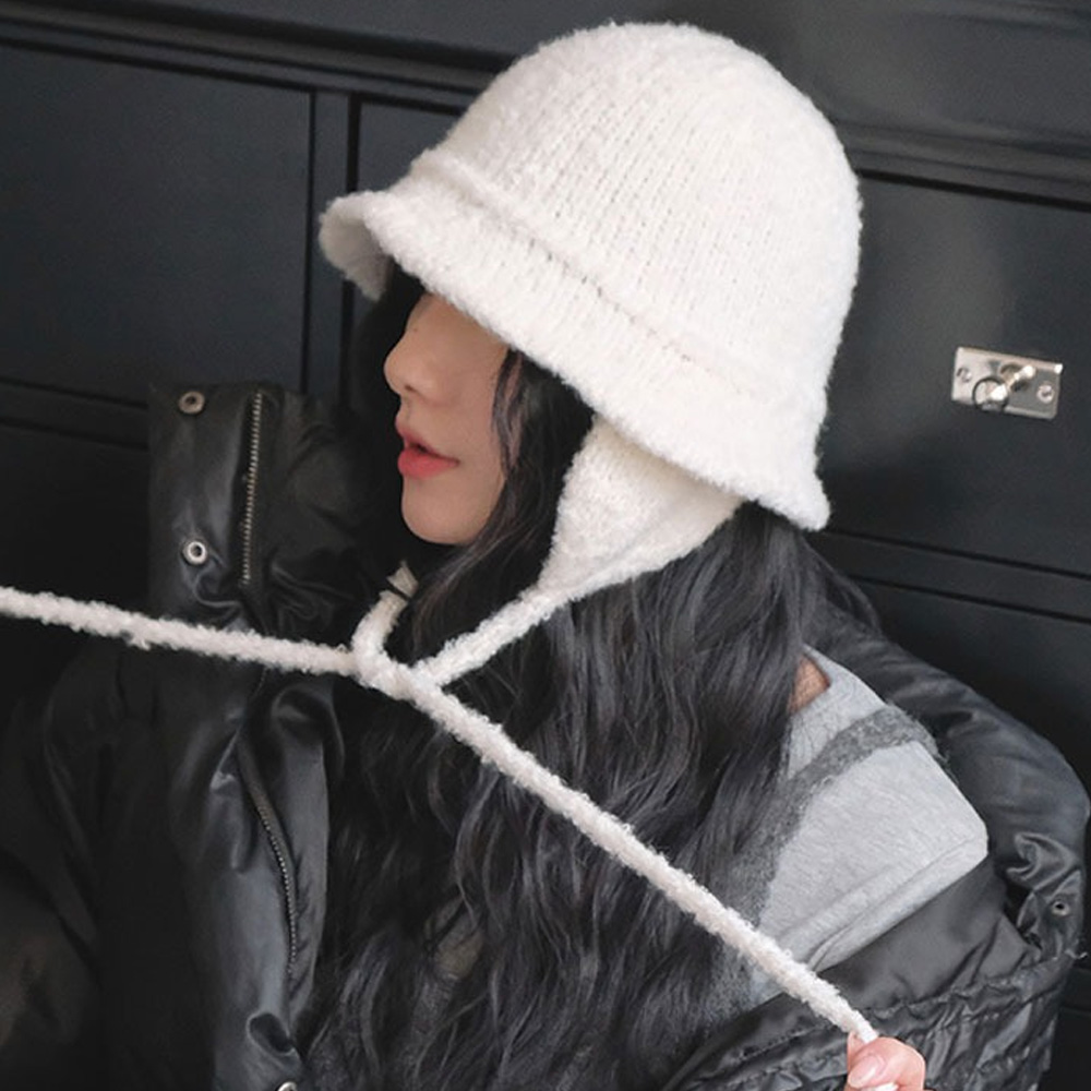 촘촘 니트 귀도리 벙거지 귀마개 방한 버킷햇