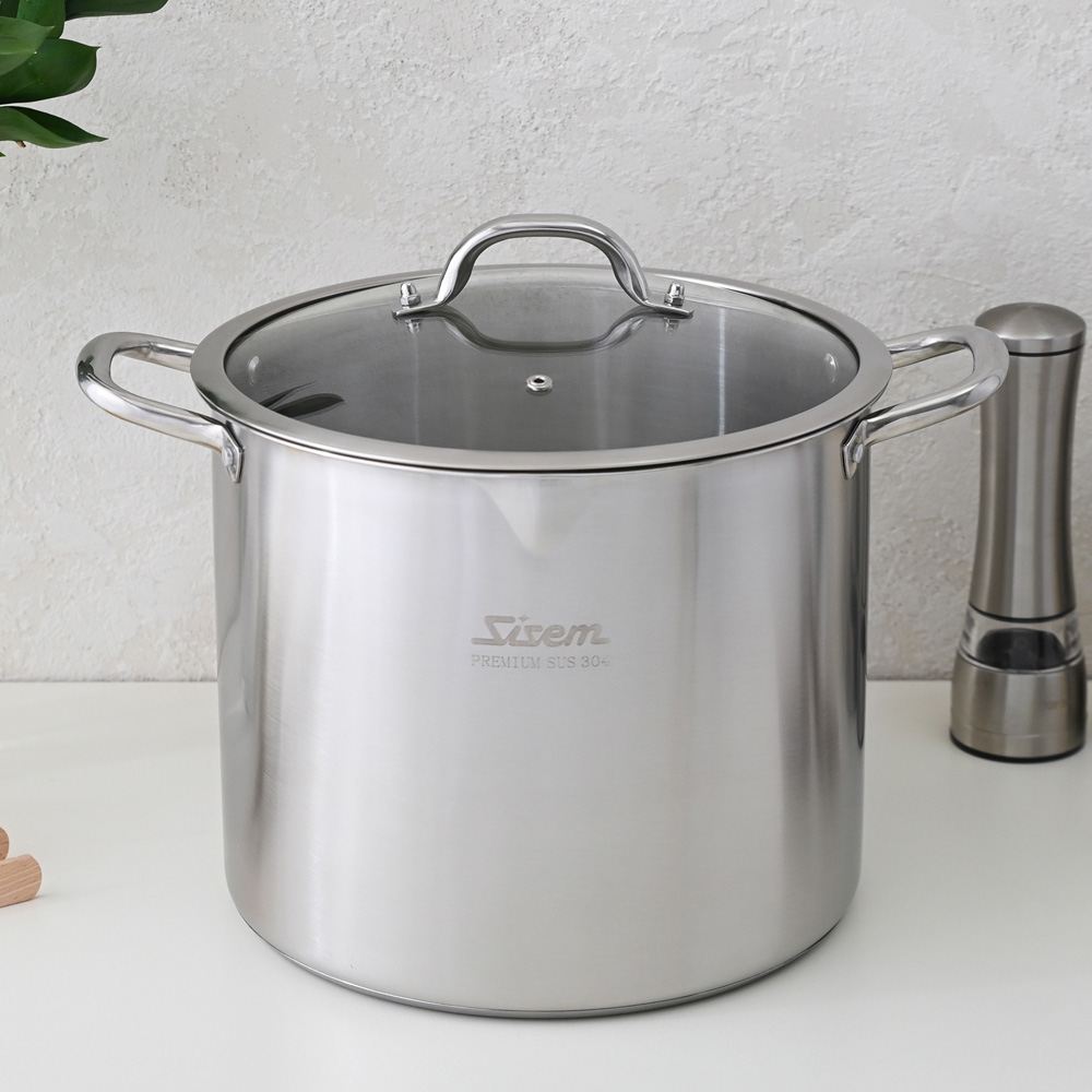 시샘 프리미엄 304 스텐 인덕션 대용량 깊은 곰솥 들통 사골 삼계탕 냄비 24cm 9L