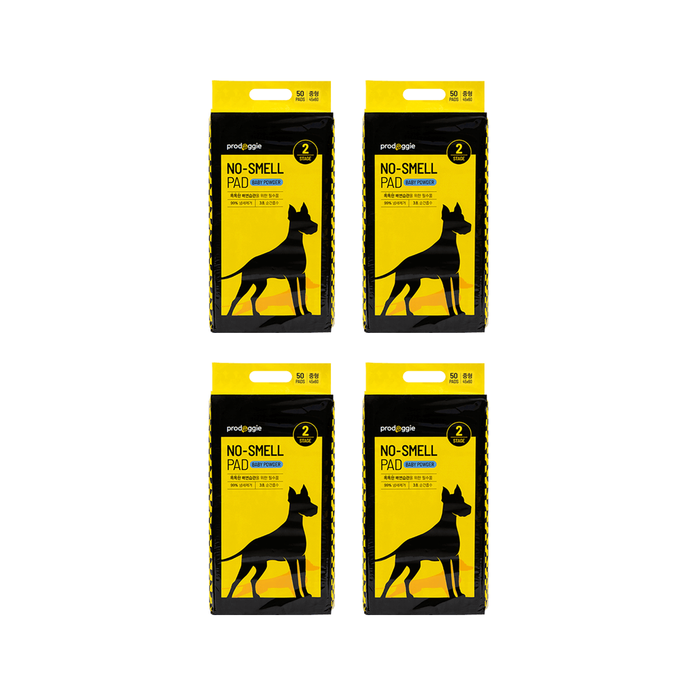 강아지배변패드 프로도기 노스멜패드 베이비파우더향 중형, 50매입, 4개