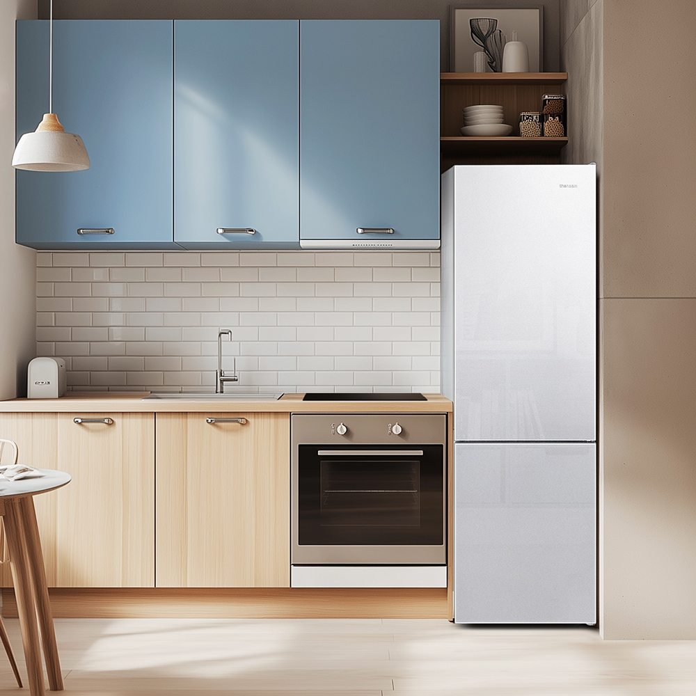 더함 소형 냉장고 1인 원룸 신혼 냉장고 상냉장 하냉동 화이트 글라스 미니냉장고 262L