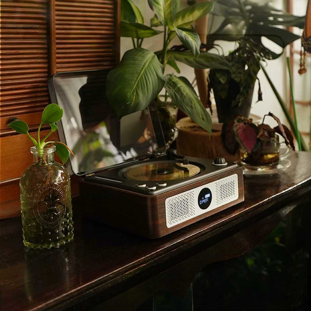 시디플레이어 빈티지 미니 CDP 오디오 탁상형 LP 우드 - 상세 이미지 3