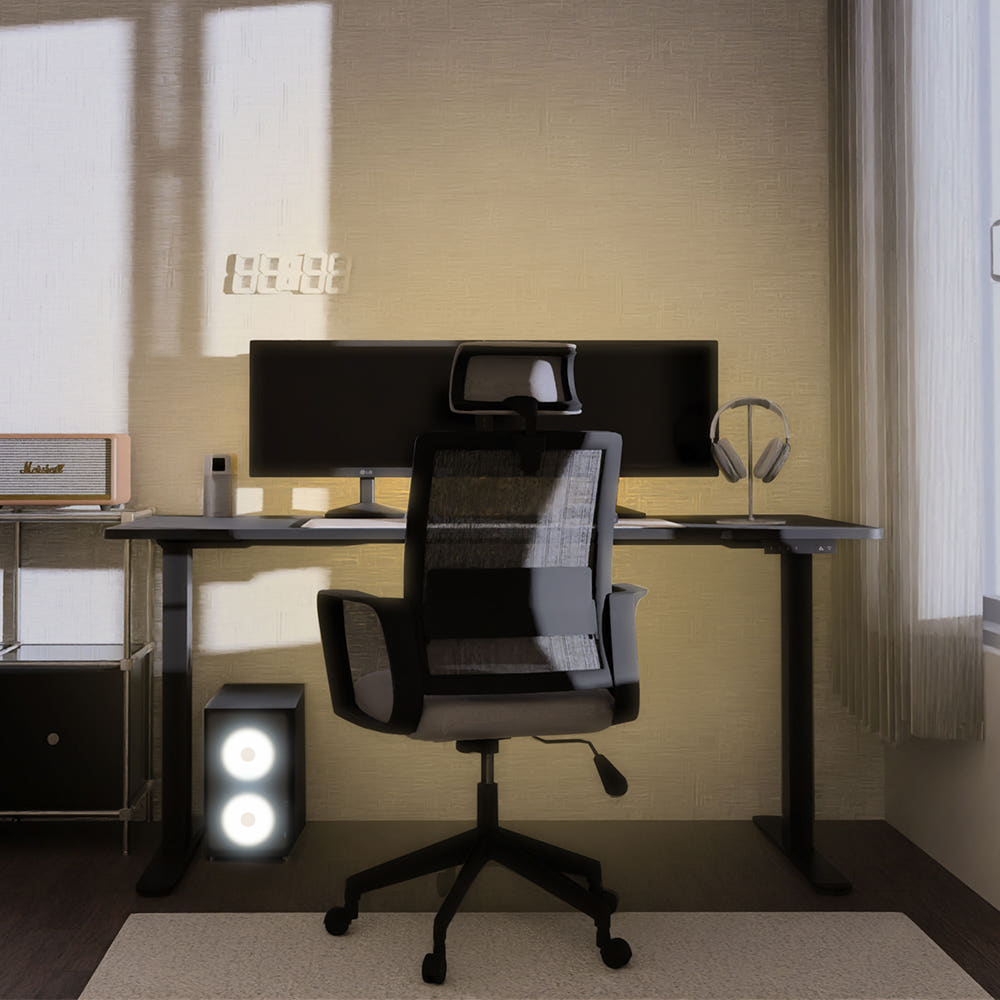 쿠잉 듀얼모터 전동모션데스크 1400 블랙 화이트