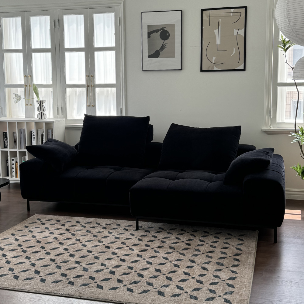 픽셀 패브릭 소파 에코브릭 블랙 패브릭 반카우치 디자인 카우치 쇼파 블랙