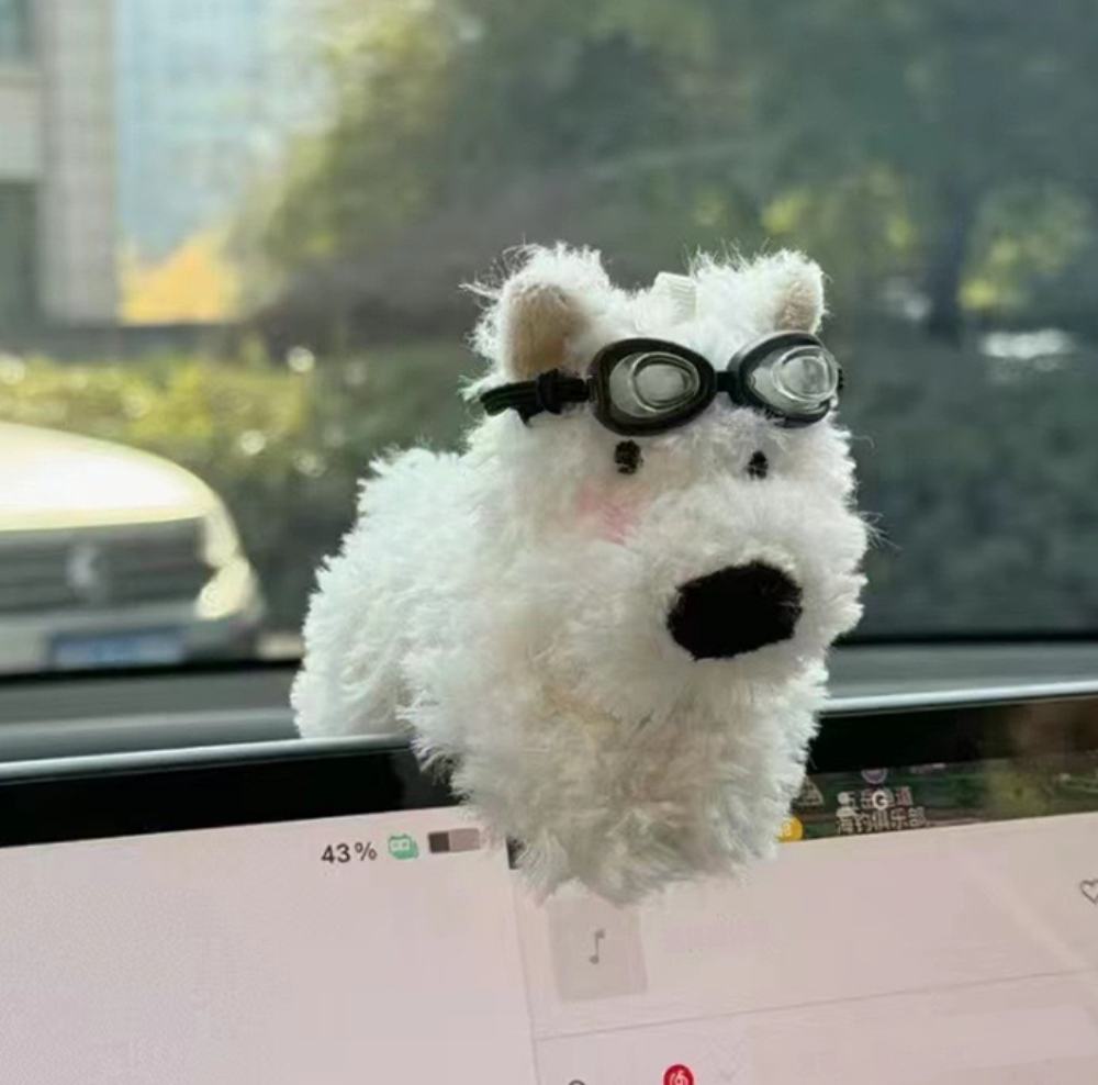 네비게이션 인형 차꾸템 대시보드 고글강아지 - 상품 이미지