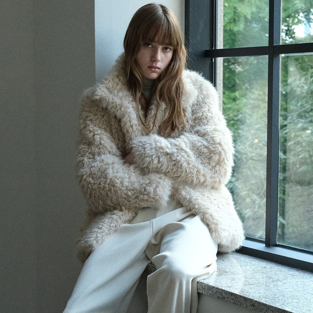 vintage fur half coat (beige) - 상품 이미지