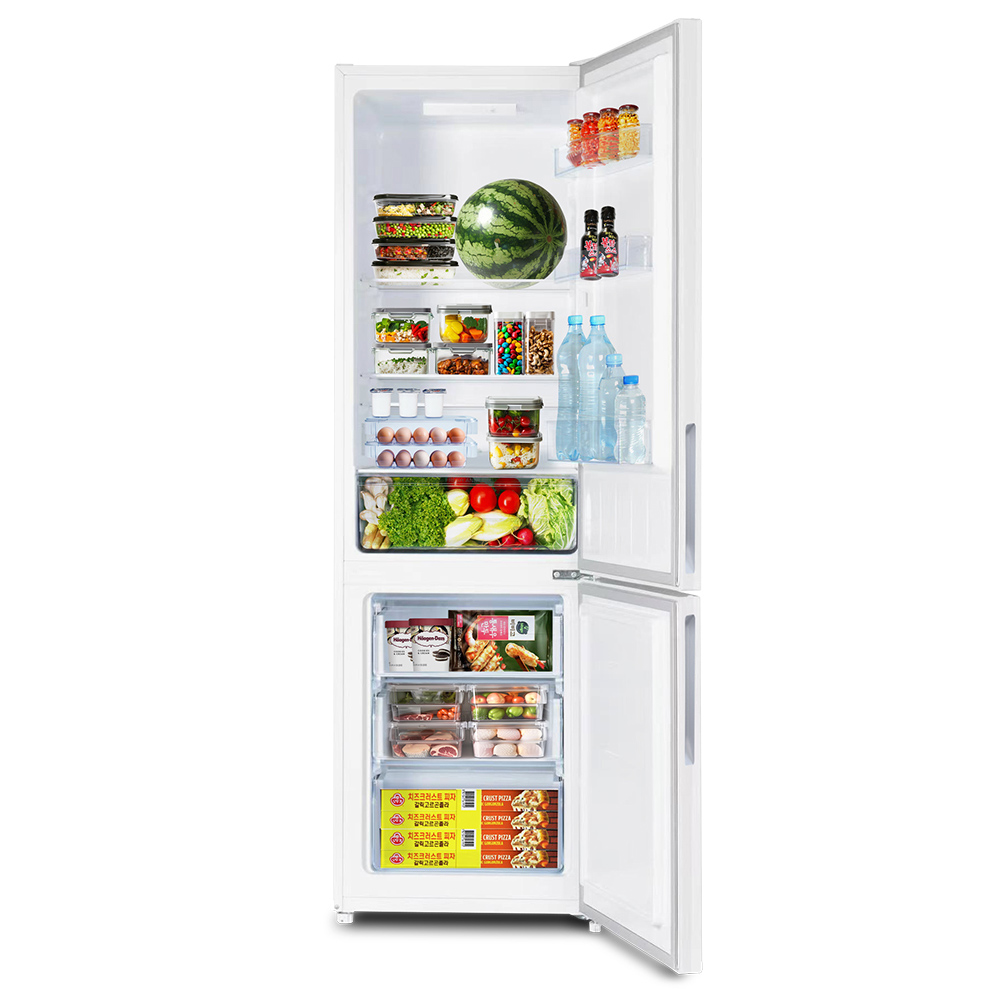 더함 소형 냉장고 1인 원룸 신혼 냉장고 상냉장 하냉동 화이트 글라스 미니냉장고 262L