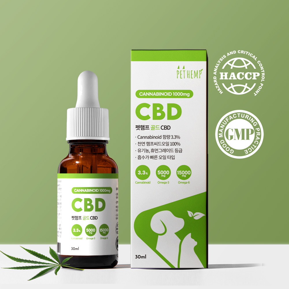 펫햄프 CBD 골드 강아지 고양이 발작 경련 치매 신경 안정 진통제 노견 영양제 30ml, 1개