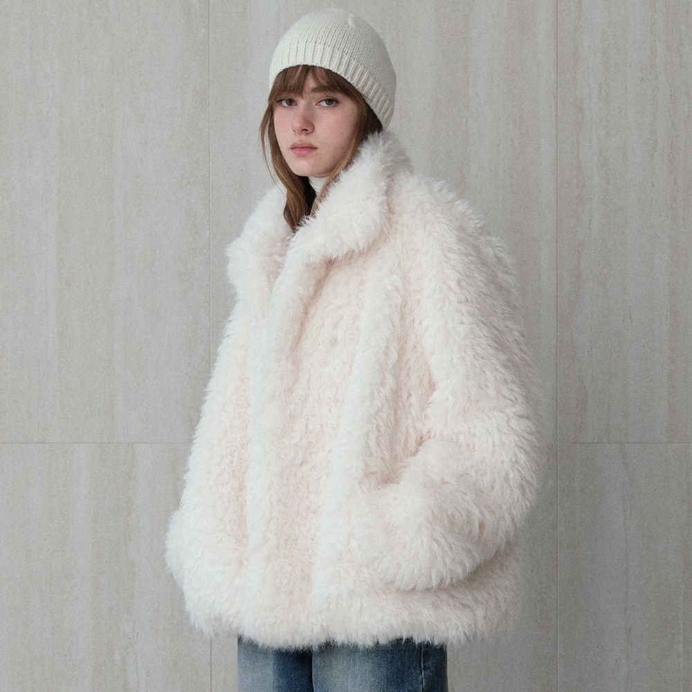 vintage fur half coat (ivory) - 상품 이미지