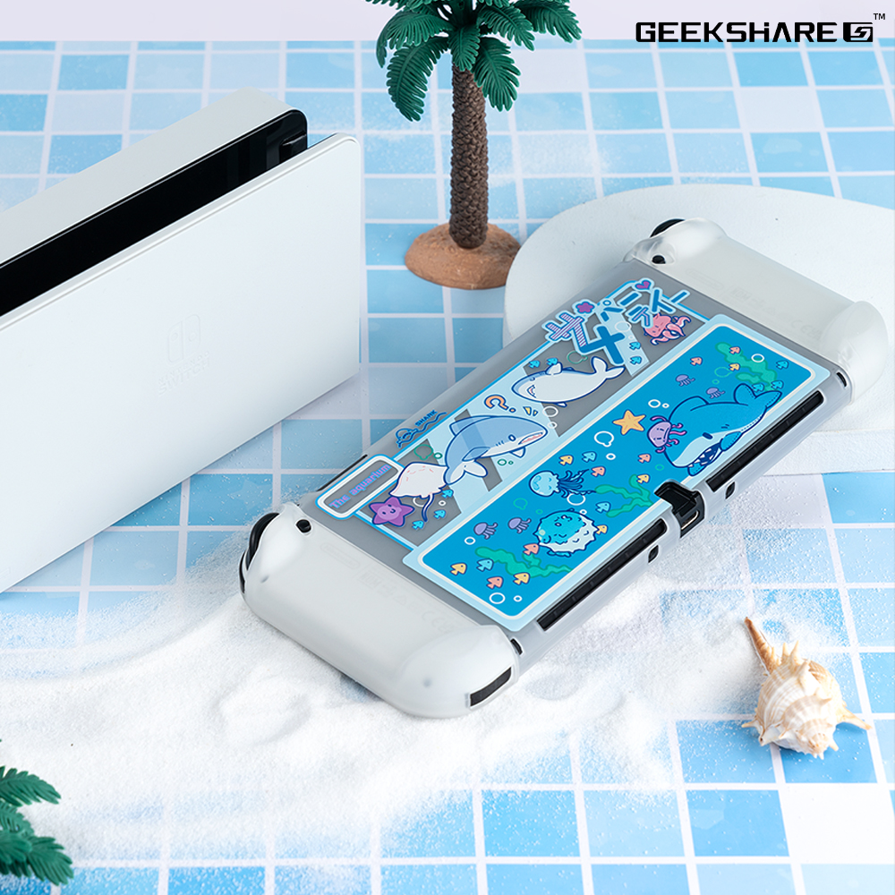 닌텐도 스위치 OLED 케이스 긱쉐어 리틀샤크 투명 풀커버 - 상세 이미지 5