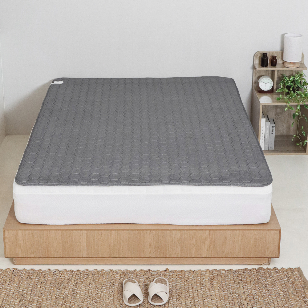 한일온열기 그래핀탄소매트 전자파없는 카본 전기 온열매트 침대 전기장판 킹(분리난방), 160x200cm, 차콜