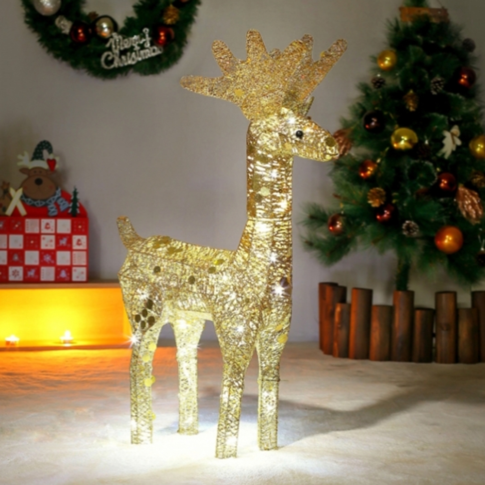 LED 골드 사슴장식 루덜프 인형 크리스마스 장식품 50cm - 메인 이미지