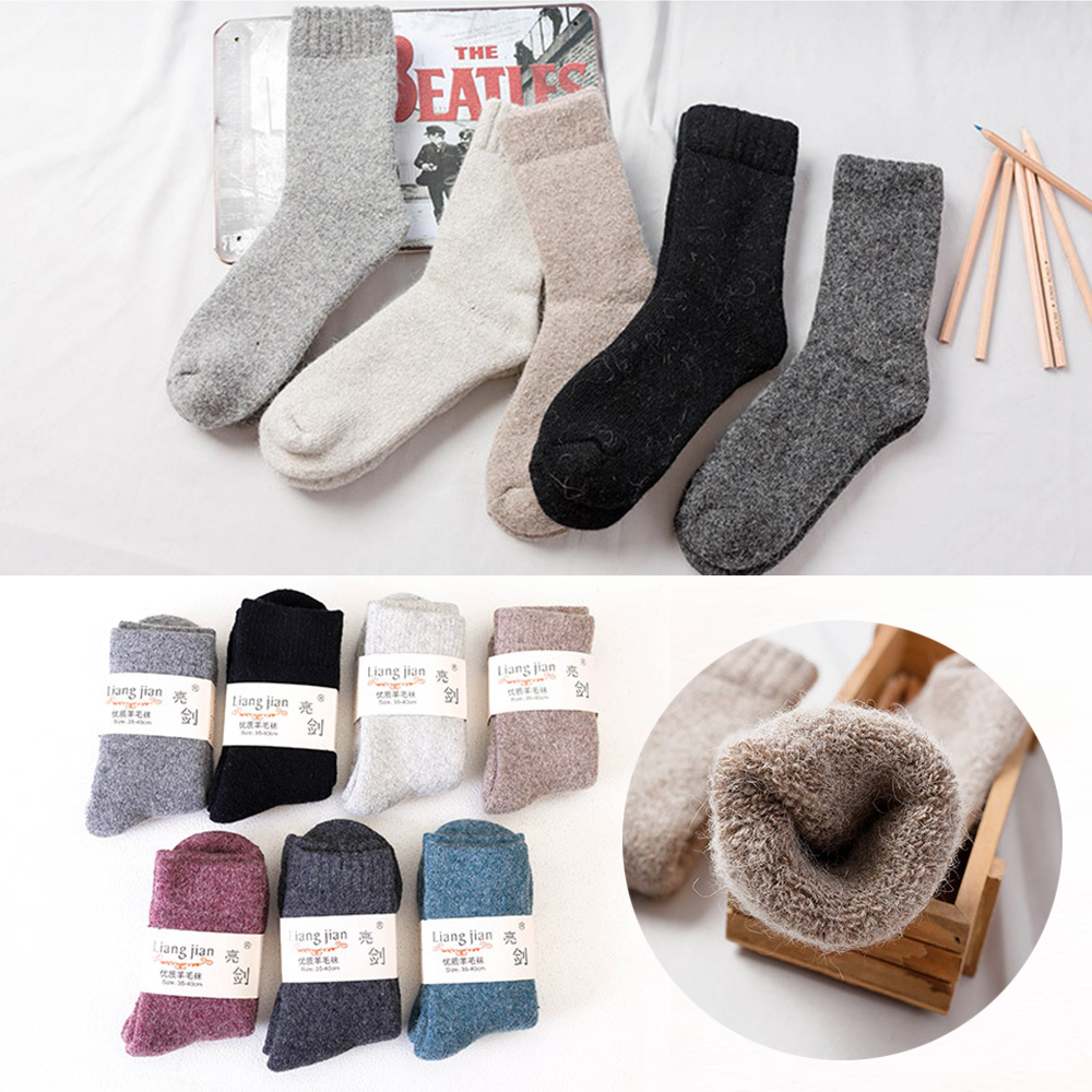 두꺼운 남성 여성 기모 털 겨울 방한 양말 울니트 따뜻한 두툼한 울 양말 보온 - 메인 이미지