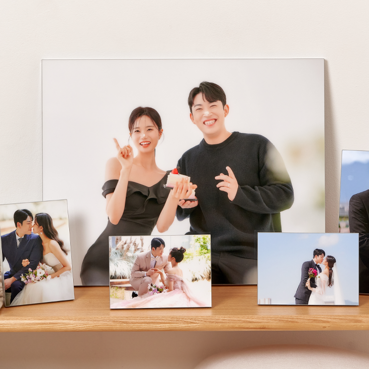 [필프레임] 웨딩 포토테이블 세트 결혼식 아크릴 액자 탁상용(12x17 cm) 5개 심플