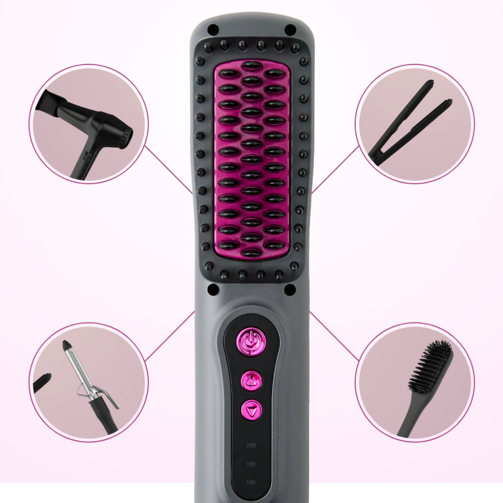 프랑스 빈츠 무선 빗 고데기 매직기 볼륨 웨이브 세라믹 코팅 브러쉬 고대기