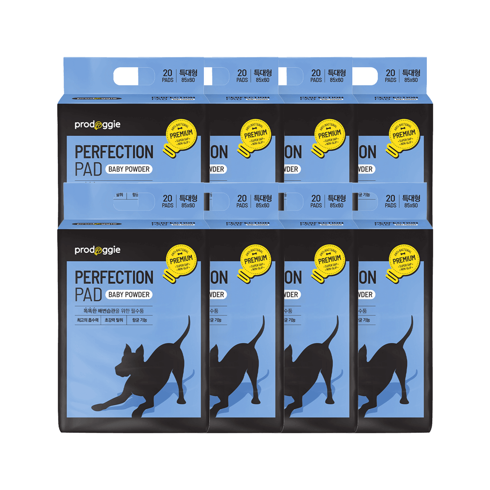 프로도기 퍼펙션 배변패드 베이비파우더향 초강력흡수 두꺼운패드 특대형, 20매입, 8개