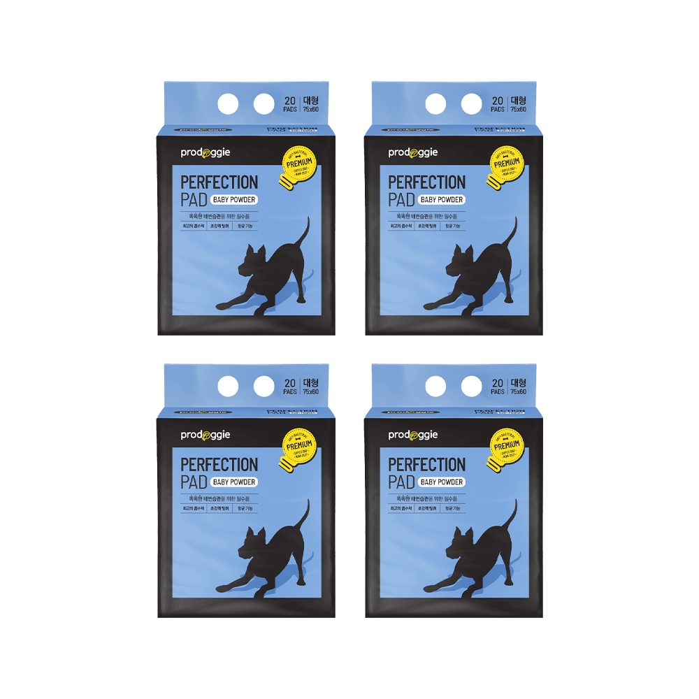 프로도기 퍼펙션 배변패드 베이비파우더향 초강력흡수 두꺼운패드 대형, 20매입, 4개
