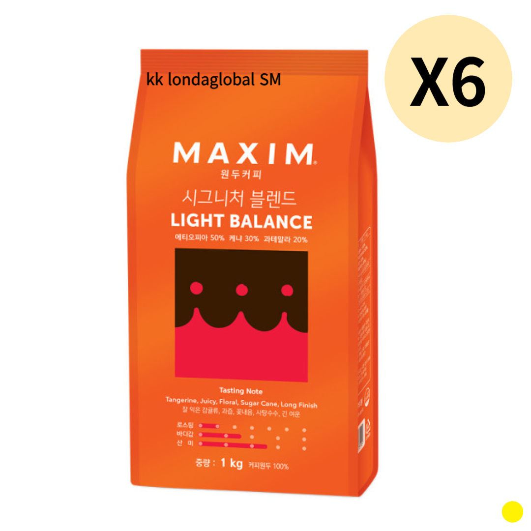 맥심 원두 커피 시그니처 블렌드 라이트밸런스 1kg X6 : 비엔에스토어